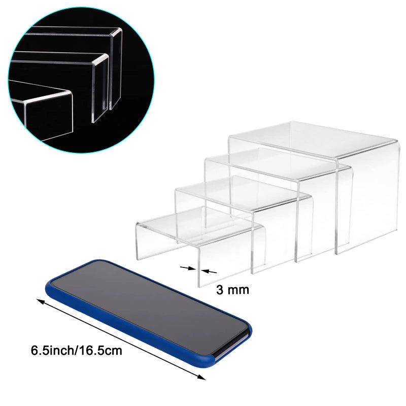Cerpourt 8Pcs Acrylic Display Risers(6"",5"",4""3"") Clear Product Stand,Cupcakes Holder Dessert Display Transparent Showcase Stands, Candy Bar Risers, Acrylic Lifts Display for Figures - Image 3